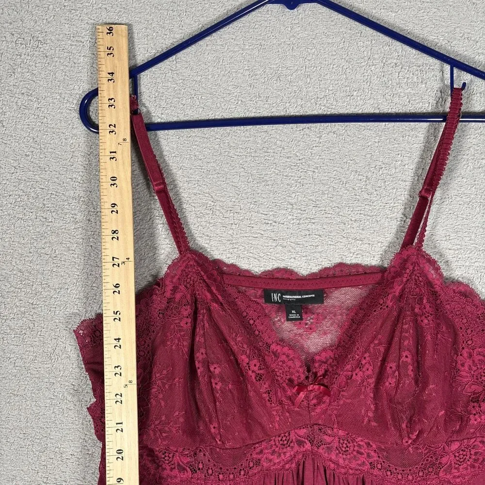 INC Intimates Babydoll Nightie Lace‎ Women’s Size XL Burgundy Romantic Fairycore